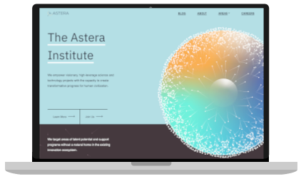 a site I made for The Astera Institute displayed on a MacBook