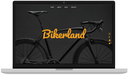 a project of mine called 'Bikerland' displayed on a MacBook