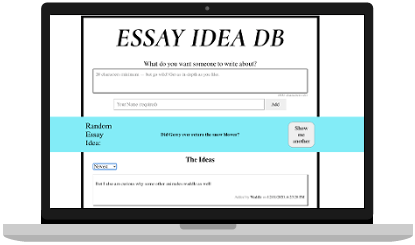 a project of mine called 'Essay Idea DB' displayed on a MacBook